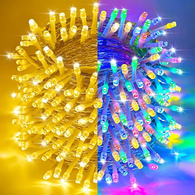 Christmas Lights Outdoor,800LED 330FT Color Changing String Lights,Warm White & Multocolor Lights 9 Modes Timer Waterproof for Indoor Outdoor Christmas Wedding Garden Yard Party Tree Decor