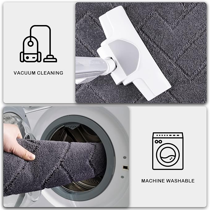 PURRUGS Dirt Trapping Door Mat 32" x 47", Non-Slip Machine Washable Entry Rug, Dog Doormat, Indoor Front Door Mat, Super Absorbent Entryway Rug for Muddy Shoes & Paws, Grey