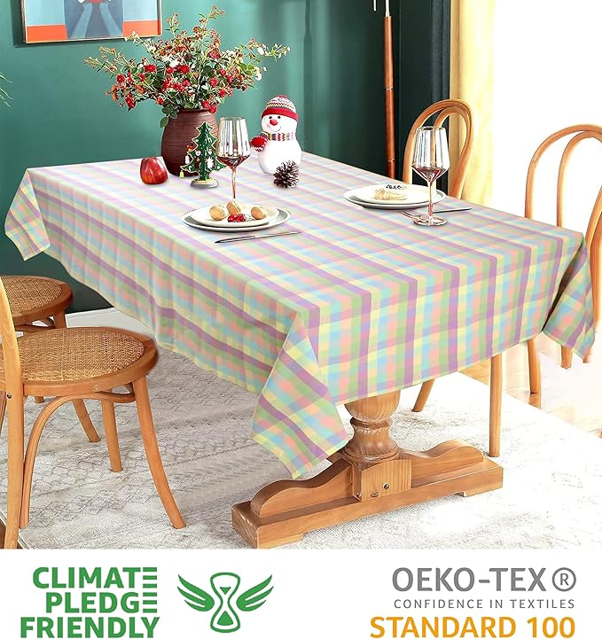 Urban Villa Easter Tablecloth Buffalo Check Table Cloth Tabletop Cover Kitchen Dining Tablecloth 100% Cotton Great Parties Wedding Holiday Dinner Easter Rectangle 60X102 Inches 8-10 Seats Table Cloth