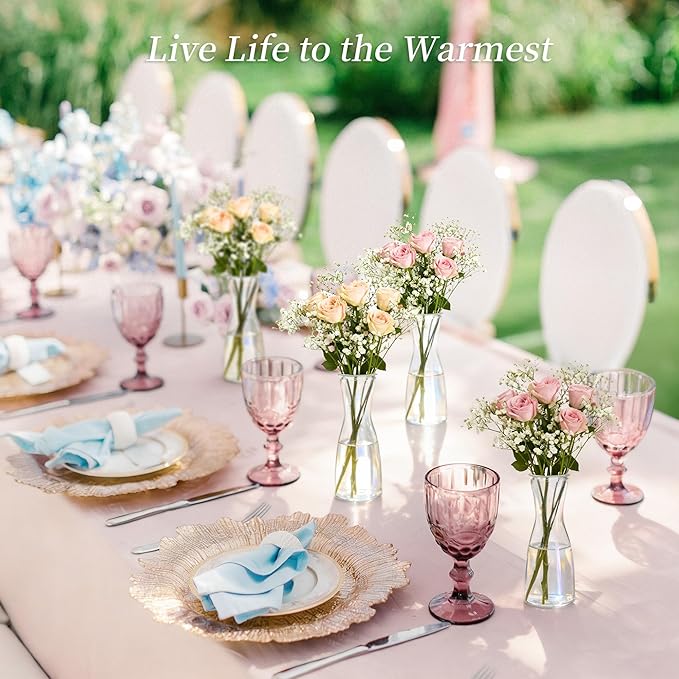 Set of 24 Glass Bud Vases for Centerpieces - Clear Small Flower Vase, Modern Minimalist Cute Mini Decorative Bulk Vases for Wedding Bridal Shower Birthday Party Events Dining Room Table Decor