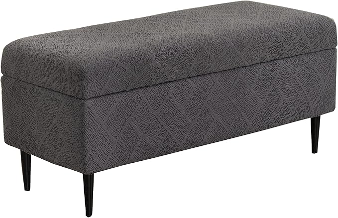CRFATOP Jacquard Ottoman Stool Cover Stretch Folding Storage Footstool Bench Slipcovers Upholstered Foot Chest Chair Covers Washable Entryway Furniture Protector with Elastic Bands,S,Dark Grey