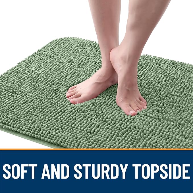 OLANLY Dog Door Mat for Muddy Paws 70x24, Absorbs Moisture and Dirt, Absorbent Non-Slip Washable Doormat, Quick Dry Chenille Mud Mat, Entry Indoor Entryway Carpet for Inside Floor, Olive Green