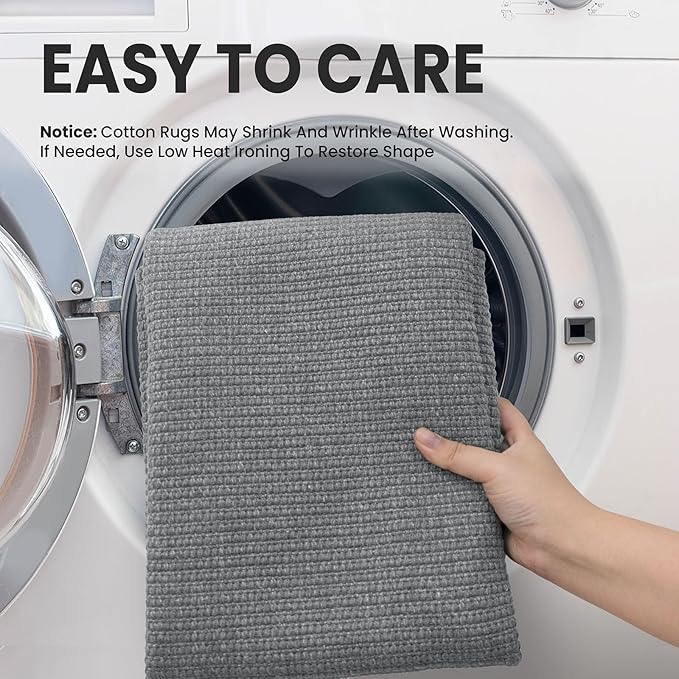 EARTHALL Long Runner Rug 3x12 Ft Washable Runners for Hallways Cotton Non Slip Entryway Runner Braided Kitchen Runner Indoor Outdoor Carpet Runners for Entryway, Hall, Foyers, Charcoal Gray