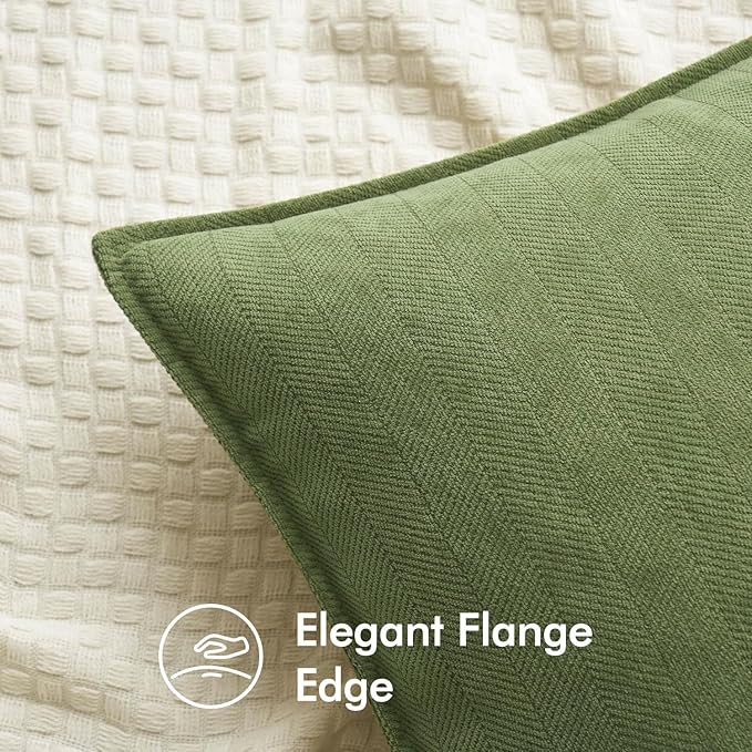 MIULEE Pack of 2 Sage Decorative Pillow Covers 20x20 Inch Soft Chenille Luxurious Couch Throw Pillows Farmhouse Cushion Covers with Elegant Design for Sofa Bedroom Living Room Home Decor