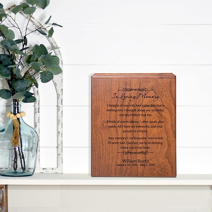LifeSong Milestones Personalized Cremation Urns for Adult Ashes - Cherry Wood Boxes - In Loving Memory