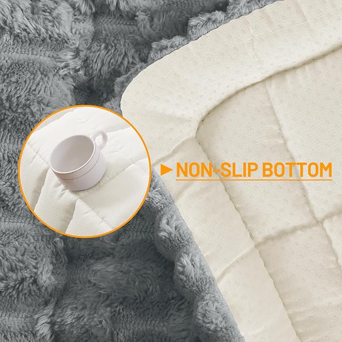 Smiry Pet Couch Cover for 3 Cushion Sofa, Non-Slip Fuzzy Couch Cover for Dogs Washable, Thick Soft Sofa Slipcovers Cushion Protector Pet Friendly (Grey, 27.6" x 70.9")