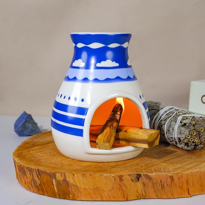 Handcrafted Palo Santo Burner – Hopi-Inspired Ceramic Incense Dish for Aromatherapy – Suitable for Sage, and Cone Incense – Ideal for Energy Cleansing, Yoga, Meditation, Zen, Altar Décor