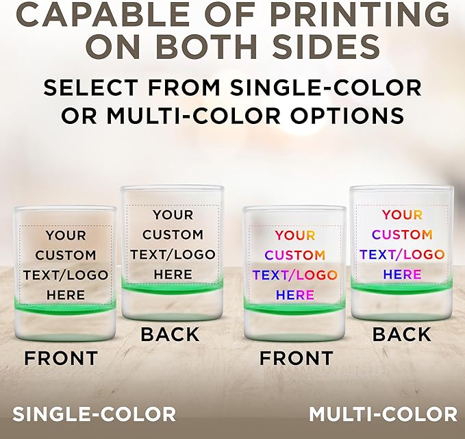DISCOUNT PROMOS Custom Arc Votive Candle Holders 3 oz. Set of 72, Personalized Bulk Pack - Thick Base, Perfect for Wedding, Anniversary and Party Favors - Green Bottom