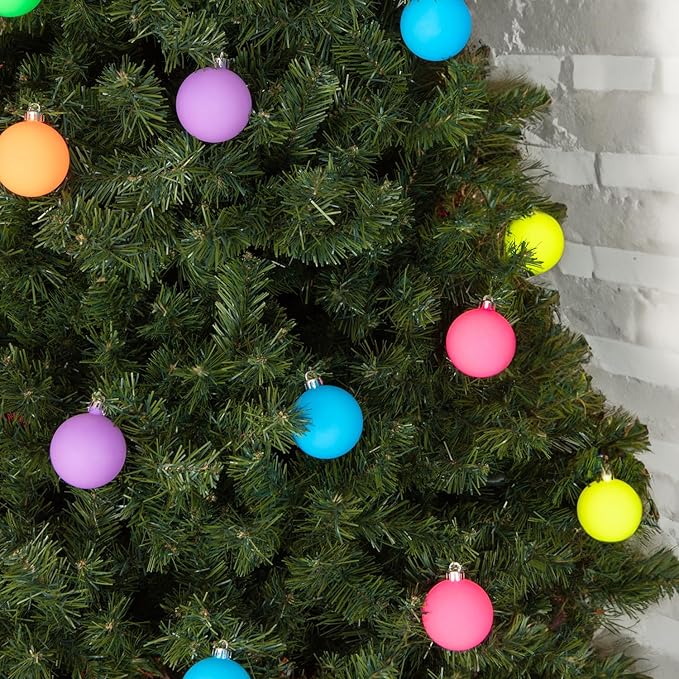 Every Day is Christmas Ornaments, Shatterproof Christmas Tree Ornament Set, Christmas Balls Decoration 50 Count(2.24"/57mm, Neon)