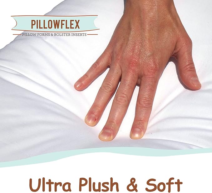 Pillowflex Synthetic Down Pillow Insert - 14x22 Down Alternative Pillow, Ultra Soft, Small Rectangle, Lumbar, Travel, Neck, Sleeping Pillow - 1 Decorative Pillow Form