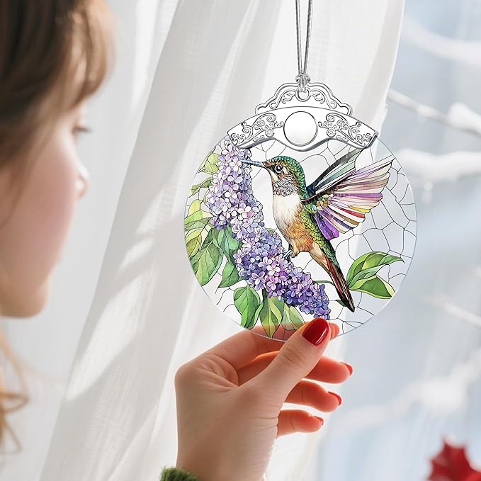 Stained Glass Ornament, Christmas Ornament, Hanging Ornaments for Home Decor & Christmas Tree Ornaments – Exquisite Holiday Decor, Xmas Gifts & Holiday Present - Hummingbird