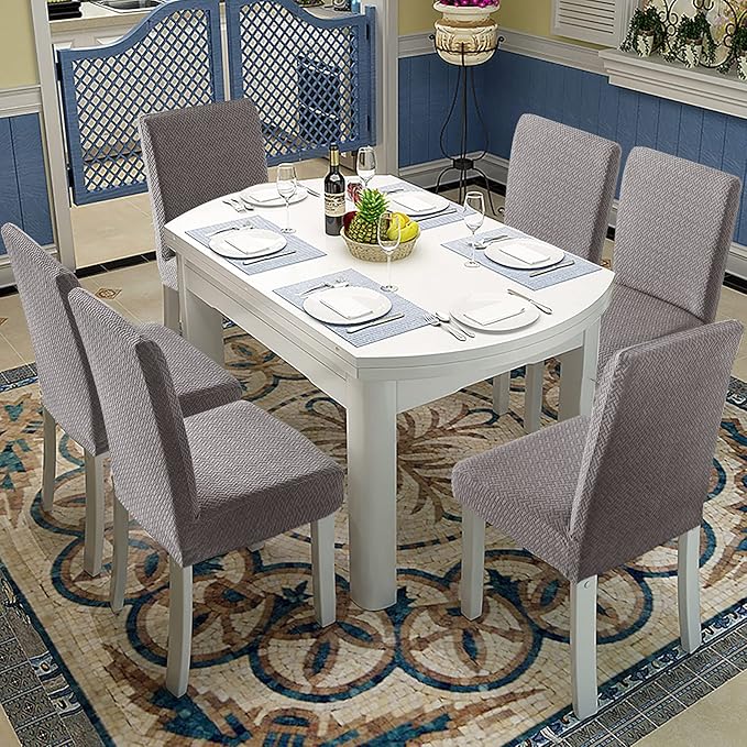 Genina Waterproof Chair Covers for Dining Room Kitchen Chair Covers Parson Dining Chair Slipcover (Gray, 2 PCS)