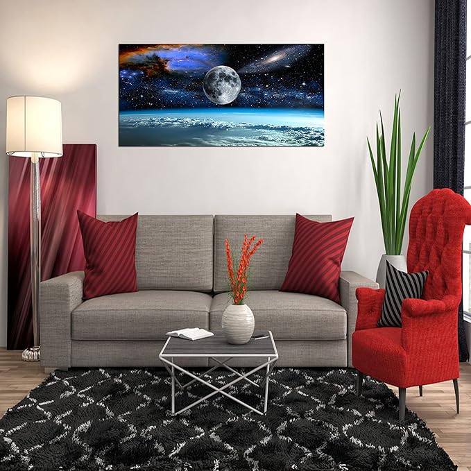 XXM WallArt FC2575 Space View From Earth Canvas Wall Art Landscape Modern Decor Abstract Canvas for Living Room Bedroom Kitchen Home and Office Wall Decor