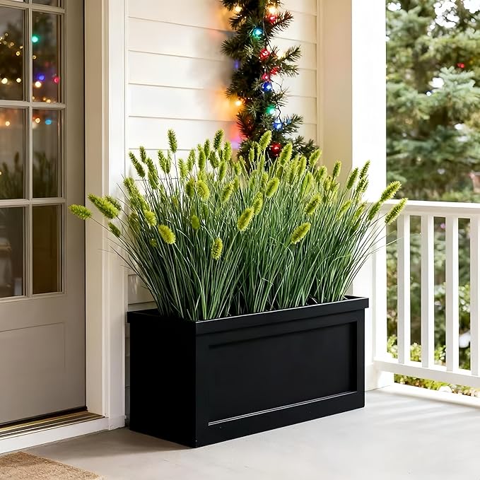 24 inches Extra Lush Artificial Reed Grass (6pcs), Luxury Fake Plants with 13 Heads Dogtail Flower, Luxury Faux Greenery with Dogtail for Garden Porch and Home Decor (Green-13)