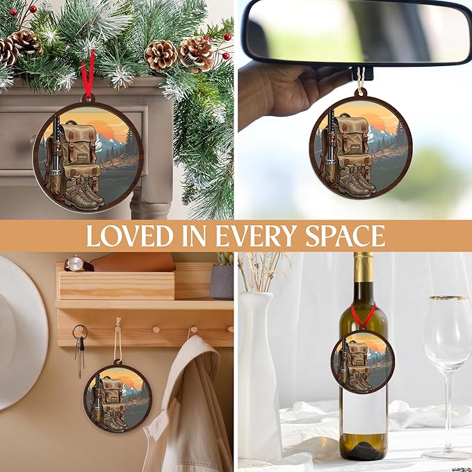 Hiking Ornaments for Christmas Tree - Suncatcher Christmas Ornaments 2025 - Hiking Gifts for Women Men, Camping Gifts for Hikers Women Men Friends, Backpack Camping Ornament, Travel Ornament