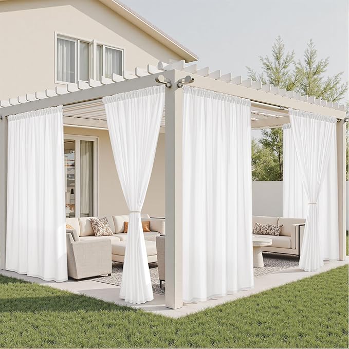 HOMEIDEAS Non-See-Through White Privacy Semi Sheer Curtains 108 Inches Long 2 Panels Set Light Filtering Curtains for Living Room Bedroom Large Window Treatment Drapes, W52xL108