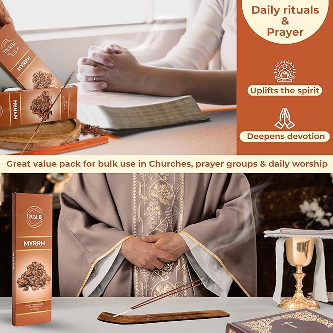 Myrrh Incense Sticks - Pack of 100 Insence-Sticks - Made with Natural Non Toxic Incienso De Mirra - Scented Insense Indian Spiritual Agarbatti Inscents