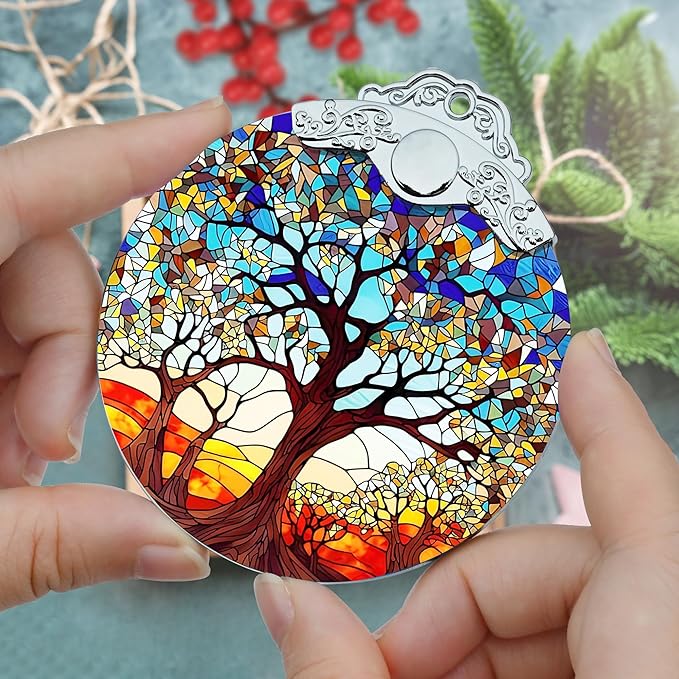 Stained Glass Tree of Life Christmas Ornament - Holiday Decor & Xmas Gift Idea