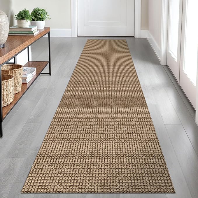 Braided Runner Rug 2x8 Ft Washable Runners for Hallways Non Slip Kitchen Runner Rug Cotton Entryway Runner Indoor, Woven Floor Carpet for Hall Kitchen Bedroom, Orange/Tan/Brown