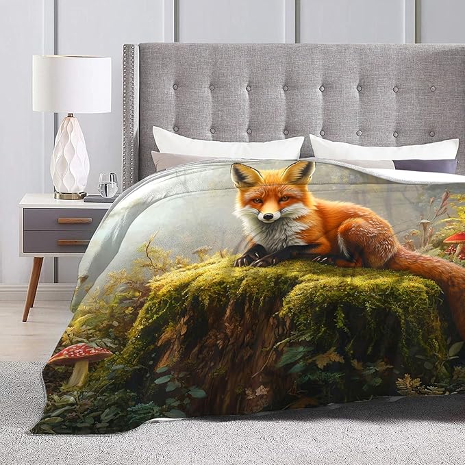 Tijuboni Fox Throw Blanket Fox Gifts for Girls Boys Women Men Kids Adults Soft Flannel Fleece Blanket for Couch Sofa Bed Home Decor 60"x80"