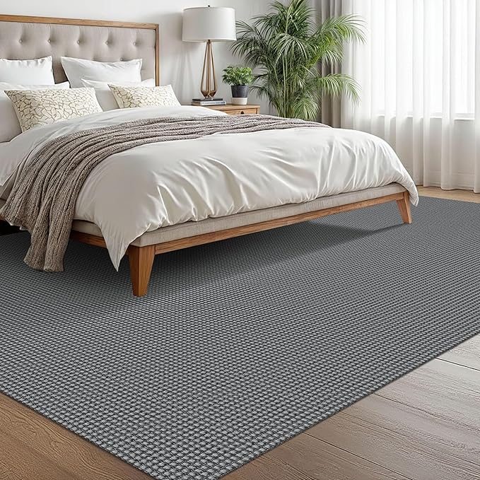 EARTHALL Woven Area Rugs 6x9 Ft Washable Living Room Rugs Non Slip Rubber Backed Dining Room Rug Braided Bedroom Rugs Indoor Floor Carpet for Living Room, Bedroom, Dining Room, Dark Gray