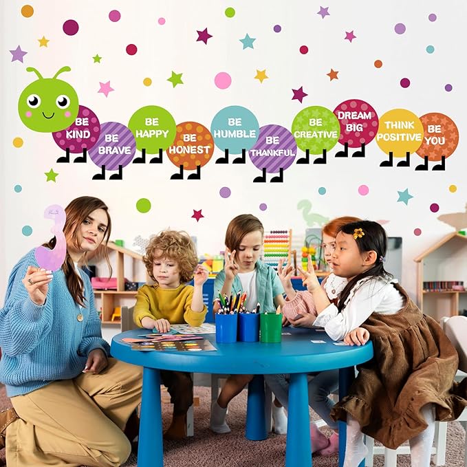 Large Kids Nursery Wall Stickers Colorful Motivational Wall Decal Multicolor Polka Dot Walls Vinyl Sticker Be Kind Art Mural Decals for Baby Boys Girls Bedroom Playroom Classroom Decor 20.9" x 102.2"