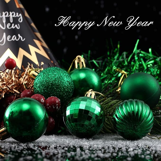 36 Pieces Christmas Ball Ornaments Shatterproof Christmas Decorations Tree Balls for Tree Ornaments Holiday Wedding Party Decoration Hooks 1.57 Inch (Green)