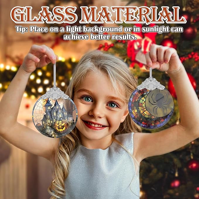 Stained Glass Decor - Christmas Ornaments - Christmas Tree Ornaments - Holiday Decorations - Gift Exchange - Gift Ideas - Gifts for Xmas (Haunted Mansion Town)