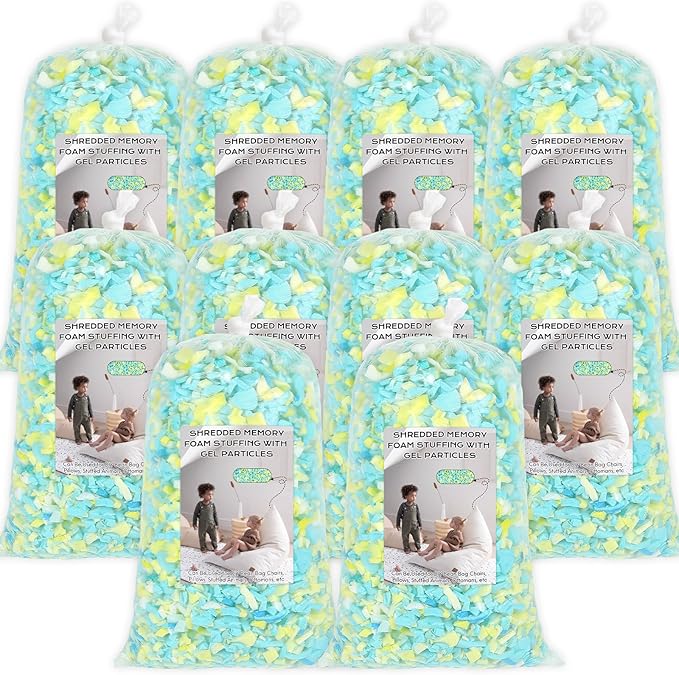Bean Bag Filler, 50lbs Shredded Memory Foam Filling, Bean Bag Chair Filling Stuffing, Bean Bag Refill Insert, Punching Bag Filler, Pillow Filler Stuffing for Stuffed Animals/Arts Crafts(Multi)