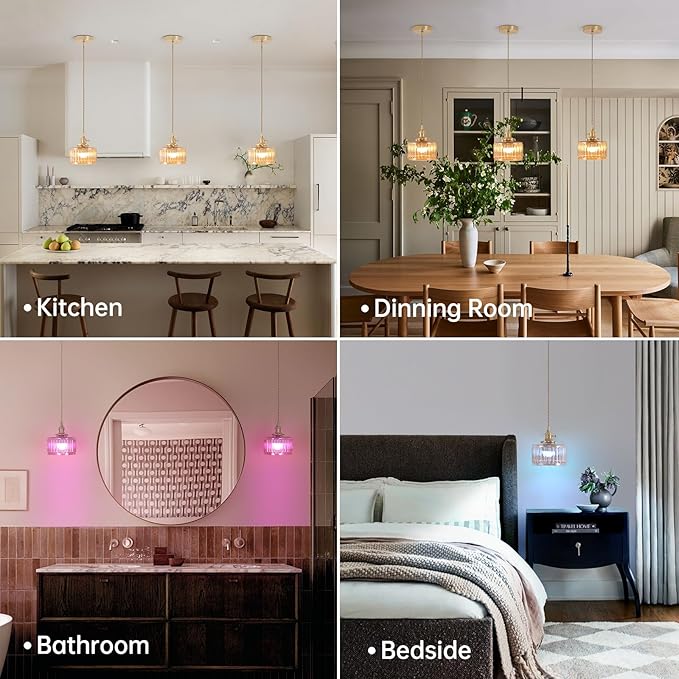 Battery Operated Pendant Light 5000mAh Rechargeable Chandelier with Remote Control Wireless Adjustable Hanging Amber Striped Light for Kitchen Island Dining Room Hallway