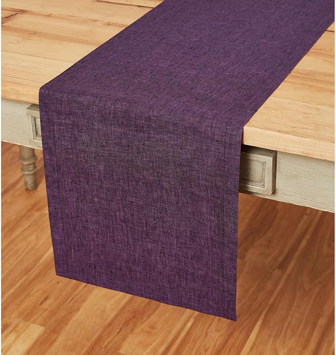 Solino Home Linen Table Runner 156 Inches Long - Athena, 100% Pure Linen Grape Table Runner 14 x 156 Inch for Dining, Valentines, Spring, Easter - Handcrafted and Machine Washable