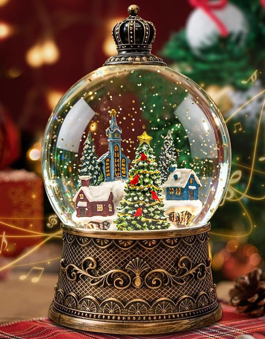 Christmas Tree Snow Globe Light up Lantern with 8 Songs, 6.69" Christmas Snow Globes for Kids Adults, 6H Timer & Dual Power, Snowglobes Christmas Decorations Indoor, Gifts for Women Men