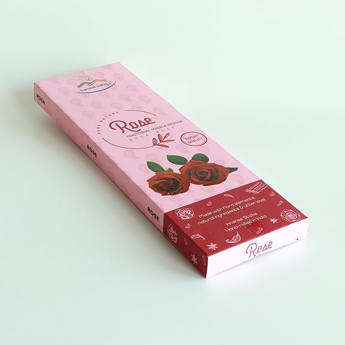 Rose Incense Sticks - Traditional Handcrafted Masala Incense -40 to 50 Sticks Approx.