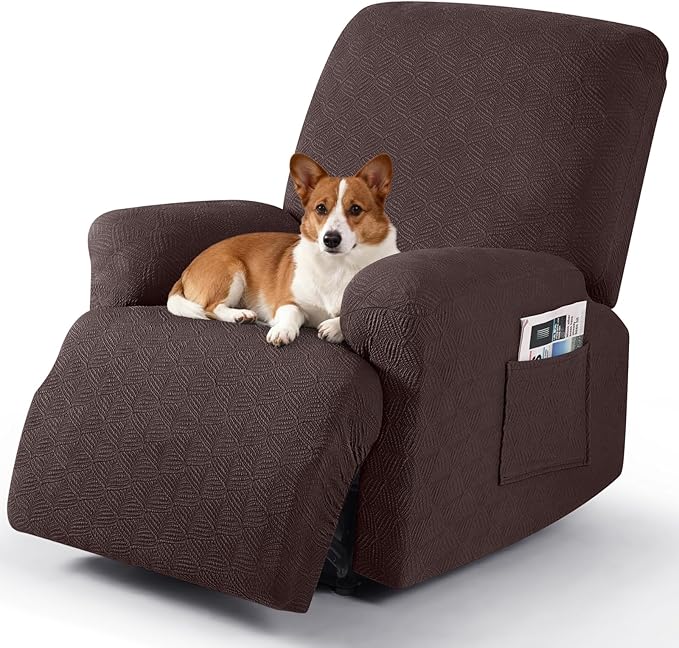 Timeles Extra Wide Recliner Chair Cover Reclining Couch Cover Sofa Slipcover Stretch Soft Washable (Single-Seater Oversized, Coffee)