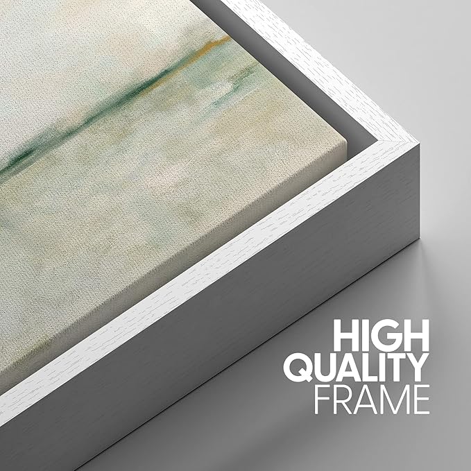 SIGNWIN Framed Canvas Print Wall Art Set Grunge Tan Green Pastel Landscape Shapes Abstract Illustrations Modern Art Decorative Nordic Calm/Zen for Living Room, Bedroom, Office - 16"x24"x3 White