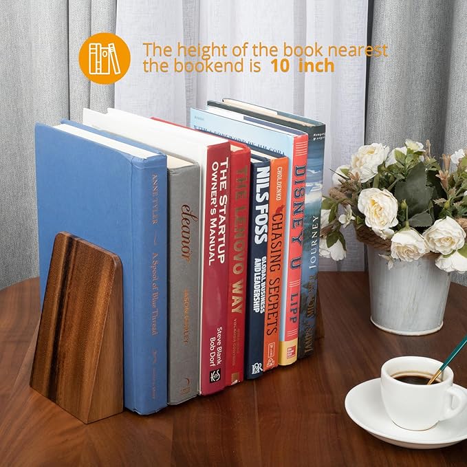 Walnut Book Ends Heavy Duty Handmade Bookends for Shelves Book Ends Decorative to Hold Heavy Books (Walnut Wood Small)