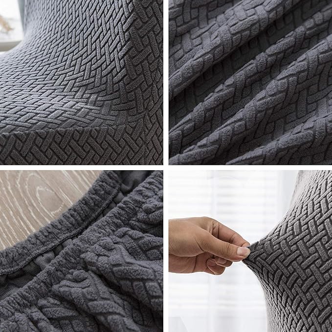 Genina Chair Covers for Dining Room Chair Covers Dining Chair Slipcovers Stretch Kitchen Parsons Chair Cover (Dark Gray, 2 PCS)