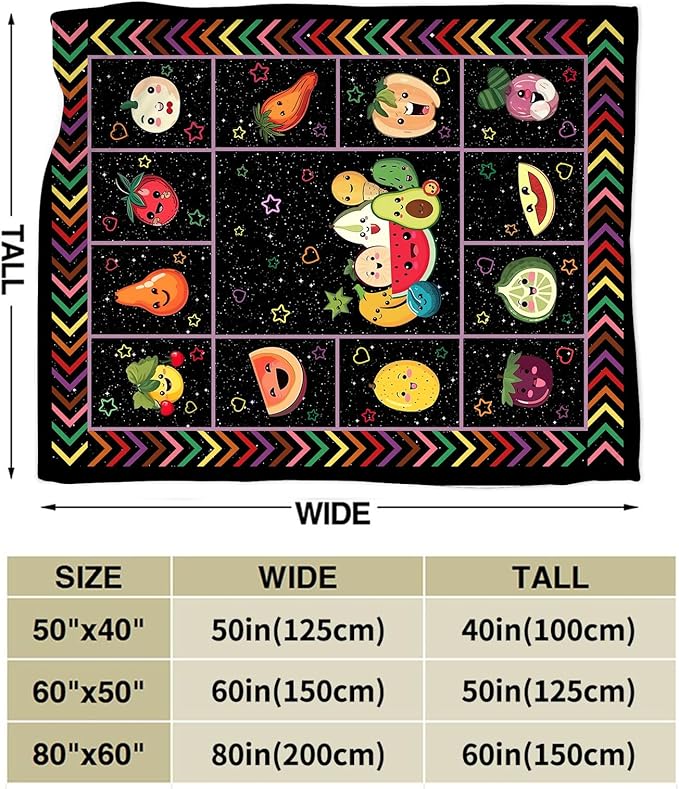Fruits Blanket Cute Fruit Throw Blankets Funny Galaxy Plush Cozy Flannel Fleece Ultra Soft Fuzzy Party Blanket Gifts for Girls Women Men Boys Kids Bed 50"X40"
