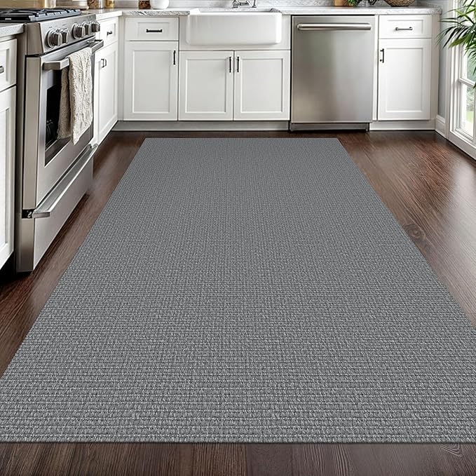 EARTHALL Washable Area Rug 4x6 Ft Non Slip Rugs for Entryway Braided Throw Rugs with Rubber Backing Bedroom Carpet Cotton Entry Rug Woven Floor Rug for Bedroom Dining Room Living Room, Charcoal Gray