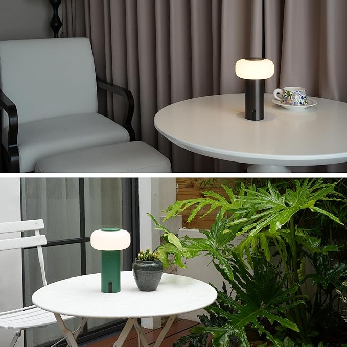 Shower Lamp Waterproof, Outdoor Cordless Table Lamp Rechargeable, Portable Battery Operated Lamp, Touch Dimmable Night Light for Bedroom/Patio/Dinning/Camping (Black)
