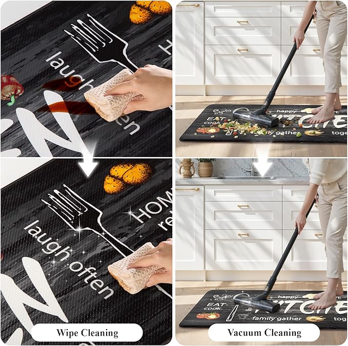 KIMODE Anti Fatigue Kitchen Mat 2PCS,Non Slip Waterproof Kitchen Rugs,Farmhouse Grey Kitchen Mat for Floor,Cushioned Comfort Foam Standing Mat for Home,Laundry,Sink,Desk