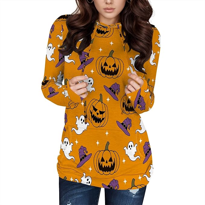 Halloween Womens Pullover Sweatshirts Trendy Drawstring Fall Sweatshirt Halloween Best Gift For Wife And Daughter