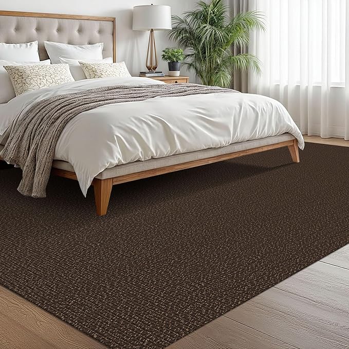 EARTHALL Washable Area Rugs 6x9 Ft Non Slip Living Room Rugs Cotton Rubber Backed Dining Room Rug Braided Bedroom Rugs Indoor Outdoor Floor Carpet for Living Room, Bedroom, Dining Room, Brown/Coffee