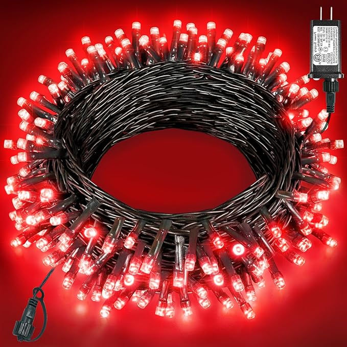 40FT 120 LED Christmas Lights Outdoor, Red Christmas String Lights for Indoor Waterproof, 8 Modes & Timer, Connectable Christmas Tree Lights for Bedroom Tree Party Decorations