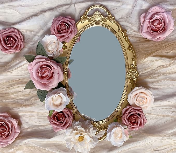 Roses Artificial Flowers Pink Bouquets Box Set for DIY Bridal Wedding Shower Decorations Fake Floral Arrangements for Party Table Centerpieces Home Decor Indoor Outdoor Dusty Blush 19pcs