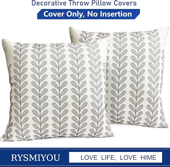 Decorative Throw Pillow Covers Set of 2 Light Gray Pillow Covers 16x16 Inch Throw Pillow Cover Linen Pillowcase Modern Boho Farmhouse Outdoor Pillow Covers for Couch Sofa Bed Living Room