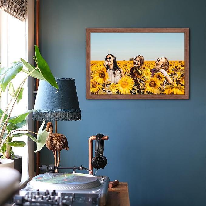 Framed Custom Your Canvas Wall Art Prints with Your Photos, Personalized Picture for Lover/Baby/Family/Pet Pictures Print 24x16In