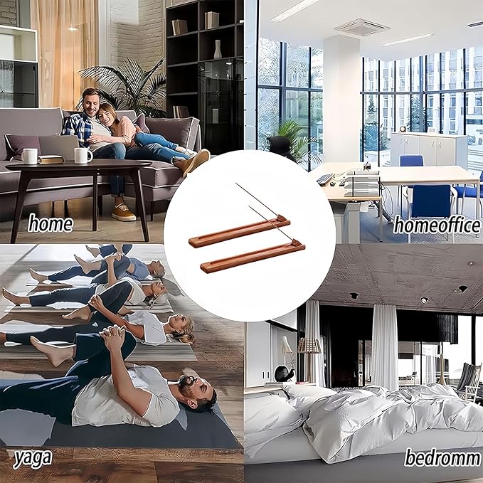 2 Packs Wood Incense Holder for Sticks with Adjustable Angle, Incense Stick Holder with Ash Catcher,Stick Incense Burner,9.8 Inches