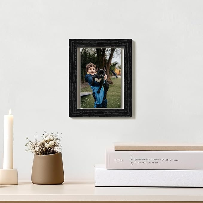 eletecpro 5x7 Floating Picture Frames Set of 2, Clear Double Glass Picture Frames for Wall Mount, Vertical or Horizontal Display Multi-size Photos and Artworks up to 5x7 Inches, Home Decor, Black