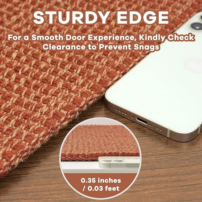 EARTHALL Runner Rug 3x20 Ft Washable Runners for Hallways Extra Long Woven Non Slip Entryway Runner Braided Kitchen Runner Indoor Outdoor Carpet Runners for Hotels, Officel, Stair, Rustic Orange/Tan